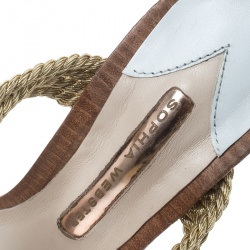 Sophia Webster Multicolor Braided Leather Tiffani Wedge Slide Sandals Size 40