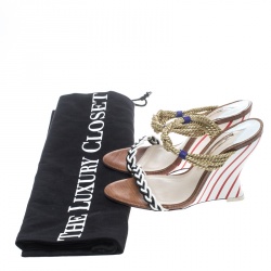 Sophia Webster Multicolor Braided Leather Tiffani Wedge Slide Sandals Size 40