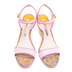 Sophia Webster Multicolor Canvas Lucita Mid Espadrille Wedge Ankle Strap Sandals Size 40