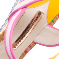 Sophia Webster Multicolor Canvas Lucita Mid Espadrille Wedge Ankle Strap Sandals Size 40