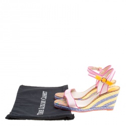 Sophia Webster Multicolor Canvas Lucita Mid Espadrille Wedge Ankle Strap Sandals Size 40