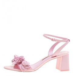 Pre Owned Sophia Webster Pink Leather Lilico Floral Embellished Ankle Wrap Sandals Size 39
