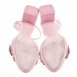 Pre Owned Sophia Webster Pink Leather Lilico Floral Embellished Ankle Wrap Sandals Size 39