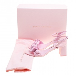 Pre Owned Sophia Webster Pink Leather Lilico Floral Embellished Ankle Wrap Sandals Size 39