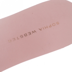 Pre Owned Sophia Webster Blush Pink Patent Leather Jada Pom Pom Flat Slide Sandals Size 37.5