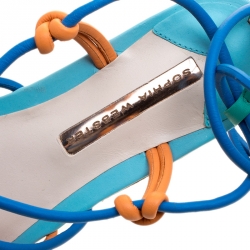 Pre Owned Sophia Webster Multicolor Leather Cord Copacabana Cork Platform Ankle Wrap Sandals Size 36