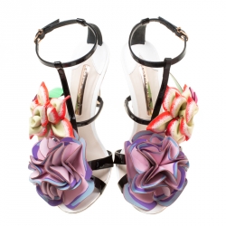Sophia Webster Multicolor Patent Leather Jumbo Lilico T Strap Sandals Size 38
