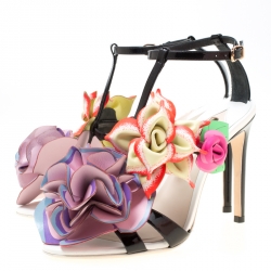 Sophia Webster Multicolor Patent Leather Jumbo Lilico T Strap Sandals Size 38