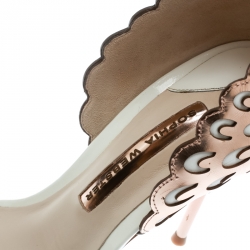 Pre Owned Sophia Webster Rose Gold/White Leather Evangeline Laser Cut Angel Wing Ankle Strap Sandals Size 40.5