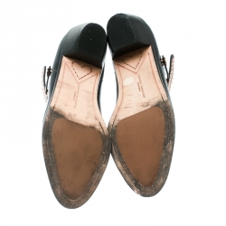 Pre Owned Sophia Webster Black Leather Karina Butterfly Studded Ankle Boots Size 37.5