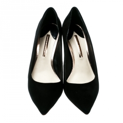 Sophia Webster Black Suede Coco Flamingo Pointed Toe Pumps Size 41.5