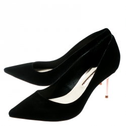 Sophia Webster Black Suede Coco Flamingo Pointed Toe Pumps Size 41.5