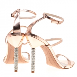 Pre Owned Sophia Webster Rose Gold Leather Rosalind Crystal Heel Ankle Strap Sandals Size 39