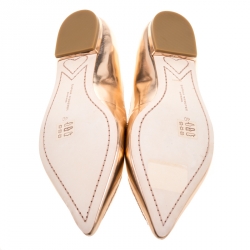 Pre Owned Sophia Webster Metallic Rose Gold Leather Bibi Butterfly Pointed Toe Ballet Flats Size 40
