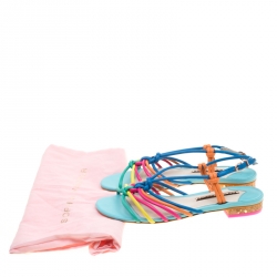 Sophia Webster Multicolor Leather Cord Copacabana Flat Sandals Size 37.5