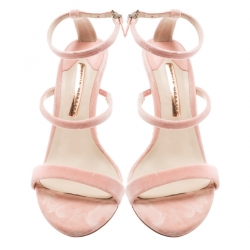 Pre Owned Sophia Webster Pink Velvet Rosalind Crystal Heel Ankle Strap Sandals Size 40
