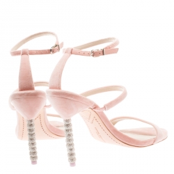 Pre Owned Sophia Webster Pink Velvet Rosalind Crystal Heel Ankle Strap Sandals Size 40