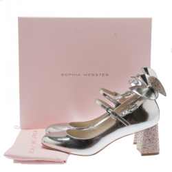 Pre Owned Sophia Webster Silver Leather Lilia Mary Jane Pumps Size 39