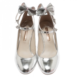 Pre Owned Sophia Webster Silver Leather Lilia Mary Jane Pumps Size 39