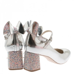 Pre Owned Sophia Webster Silver Leather Lilia Mary Jane Pumps Size 39