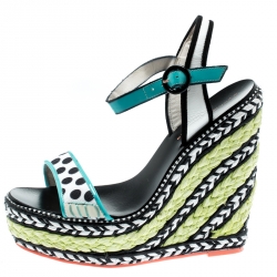 Sophia Webster Multicolor Polka Dot Canvas And Leather Lucita Espadrille Wedges Sandals Size 36.5