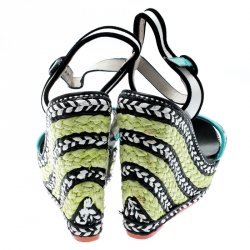 Sophia Webster Multicolor Polka Dot Canvas And Leather Lucita Espadrille Wedges Sandals Size 36.5