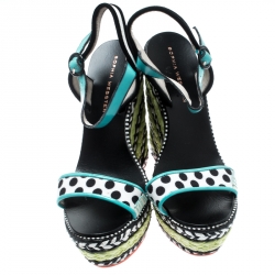 Sophia Webster Multicolor Polka Dot Canvas And Leather Lucita Espadrille Wedges Sandals Size 36.5