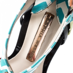Sophia Webster Multicolor Zig Zag Print Leather Liberty Fringe Detail Sandals Size 36