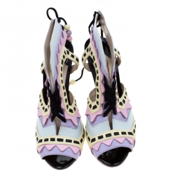 Pre Owned Sophia Webster Multicolor Glitter And Leather Riko Cut Out Sandals Size 37