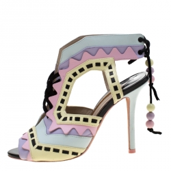 Pre Owned Sophia Webster Multicolor Glitter And Leather Riko Cut Out Sandals Size 37