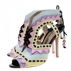 Pre Owned Sophia Webster Multicolor Glitter And Leather Riko Cut Out Sandals Size 37