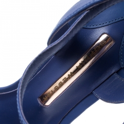 Pre Owned Sophia Webster Blue Leather Lilico Ankle Strap Sandals Size 39.5