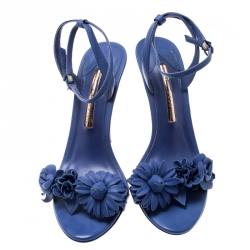 Pre Owned Sophia Webster Blue Leather Lilico Ankle Strap Sandals Size 39.5