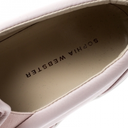 Pre Owned Sophia Webster Pink Leather And Faux Fur Bella Embellished Bow Slip On Sneakers Size 41