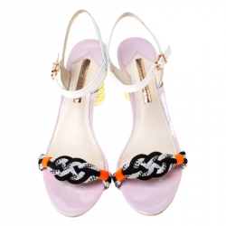 Sophia Webster Multicolor Fabric and Leather Atlanta Braided Ankle Strap Sandals Size 40.5