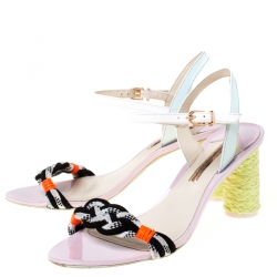 Sophia Webster Multicolor Fabric and Leather Atlanta Braided Ankle Strap Sandals Size 40.5