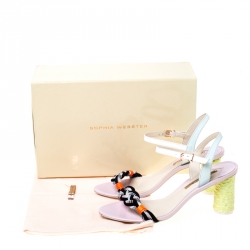Sophia Webster Multicolor Fabric and Leather Atlanta Braided Ankle Strap Sandals Size 40.5
