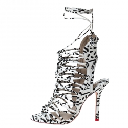 Sophia Webster Monochrome Leather Gladiator Strappy Ankle Wrap Sandals Size 38