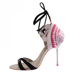 Sophia Webster Multicolor Fabric Suede Leather Flamingo Frill Ankle Wrap Sandals Size 40