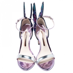 Sophia Webster Multicolor Patent Leather and Fabric Chiara Butterfly Ankle Strap Sandals Size 36