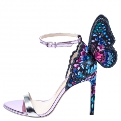 Sophia Webster Multicolor Patent Leather and Fabric Chiara Butterfly Ankle Strap Sandals Size 36