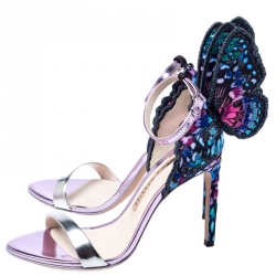 Sophia Webster Multicolor Patent Leather and Fabric Chiara Butterfly Ankle Strap Sandals Size 36