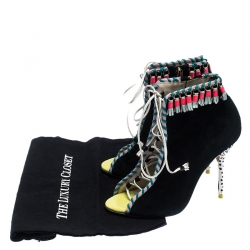  Sophia Webster Multicolor Suede and Leather Simi Lace Up Ankle Booties Size 37