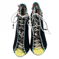  Sophia Webster Multicolor Suede and Leather Simi Lace Up Ankle Booties Size 37