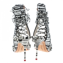 Pre Owned Sophia Webster Black/White Leather Lacey Sandals Size 39