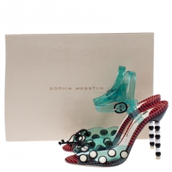 Pre Owned Sophia Webster Multicolor Jelly And Leather Bow Ankle Strap Sandals Size 37