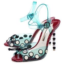 Pre Owned Sophia Webster Multicolor Jelly And Leather Bow Ankle Strap Sandals Size 37