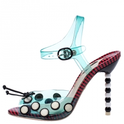 Pre Owned Sophia Webster Multicolor Jelly And Leather Bow Ankle Strap Sandals Size 37