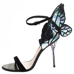 Sophia Webster Multicolor Patent Leather and Black Suede Chiara Butterfly Ankle Strap Sandals Size 38