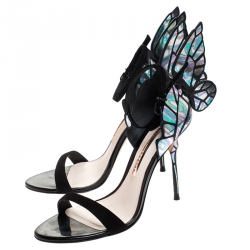 Sophia Webster Multicolor Patent Leather and Black Suede Chiara Butterfly Ankle Strap Sandals Size 38